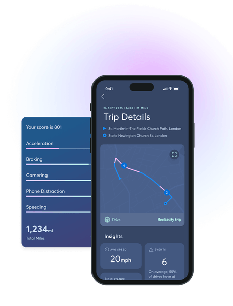 App preview on phone showing details of a recorded trip
